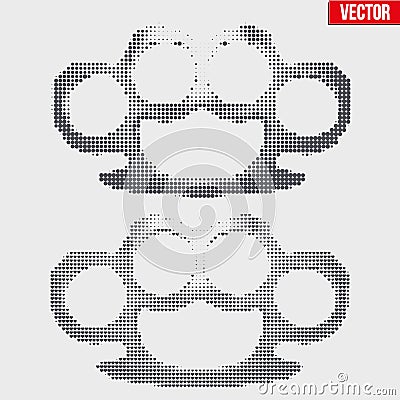 Brass knuckles vintage halftone style Vector Illustration