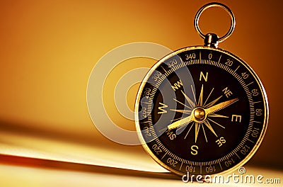Brass magnetic compass Stock Photo