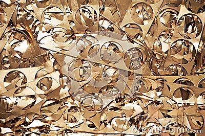 Brass metal scrap materials recycling backround Stock Photo