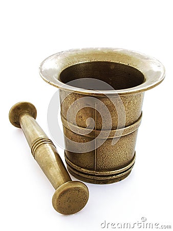 Brass Mortar and Pestle Stock Photo