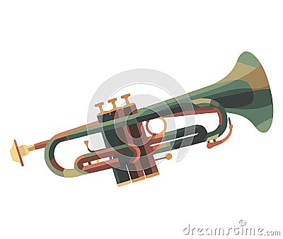 Brass musician blowing shiny trumpet in concert Vector Illustration