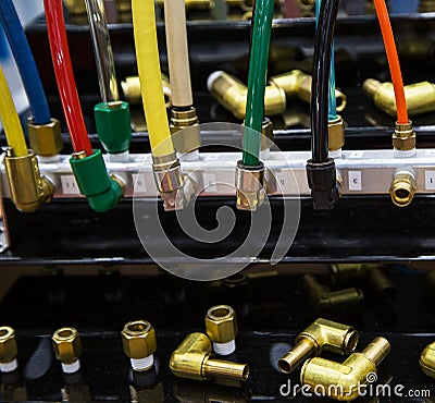 Brass Pipe Fittings Stock Photo