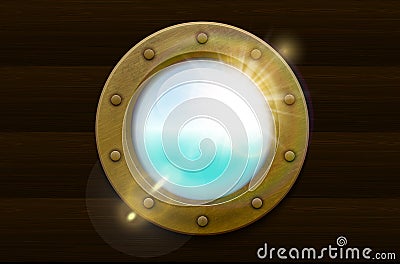 Brass porthole with rivets Vector Illustration