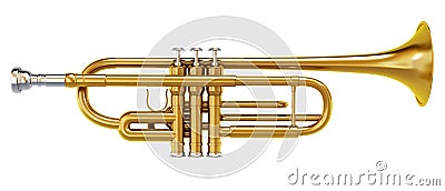 Brass trombone isolated on white background Stock Photo