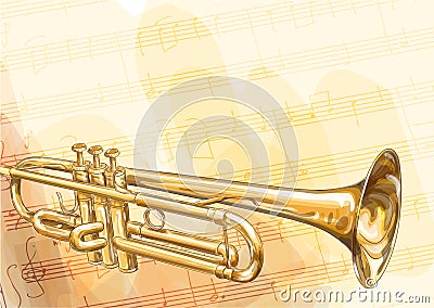 Brass Trumpet. Cartoon Illustration