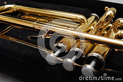 Brass trumpet Stock Photo