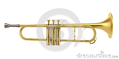 Brass trumpet isolated on white Stock Photo