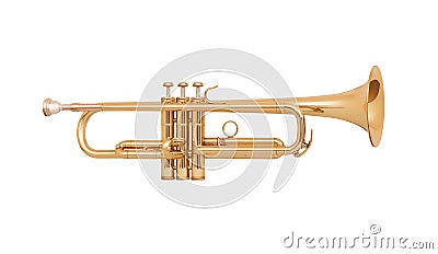 Brass trumpet isolated on white Stock Photo
