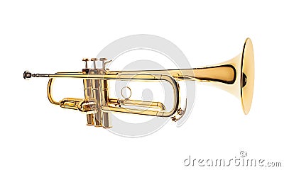 Brass trumpet isolated on white background Stock Photo