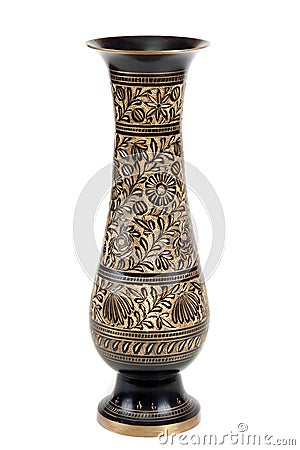 Brass vase with pattern Stock Photo