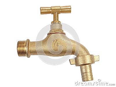 Brass Water Faucet Stock Photo