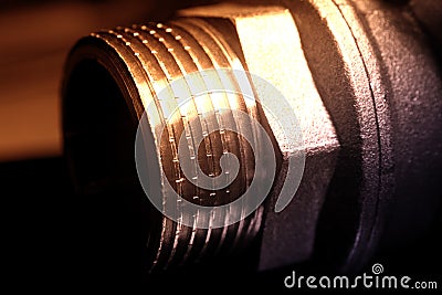 Brass water pipe product Stock Photo