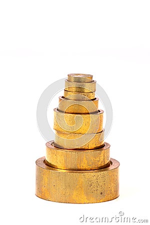 Brass weights Stock Photo