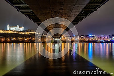 Bratislava castle at night, Slovakia Editorial Stock Photo