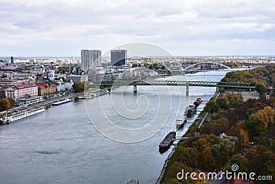 Bratislava castle and river Danube,Slovakia Editorial Stock Photo