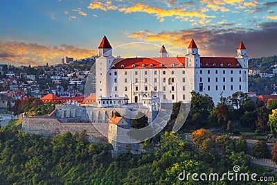 Bratislava castle at sunset, Slovakia Stock Photo