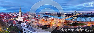 Bratislava cityscape at night, Slovakia Stock Photo