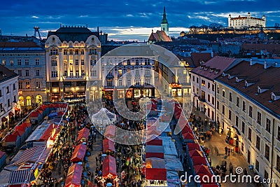 Bratislava evening, Christmas Market Editorial Stock Photo