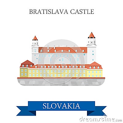 Bratislava Grad Castle Slovakia flat vector attraction sight Vector Illustration