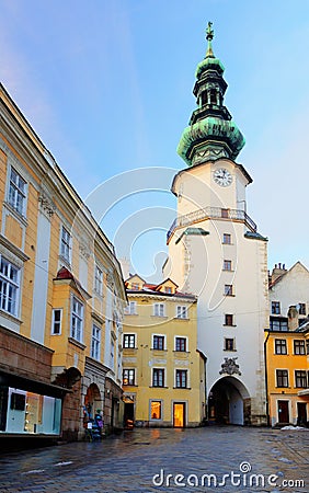 Bratislava - Michael Tower (Michalska Brana), Slovakia. Historic Stock Photo