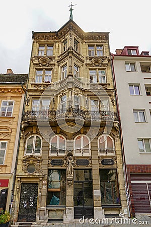 Salvator Pharmacy is a Neo-Renaissance building and former pharmacy in the old town of Bratislava Editorial Stock Photo