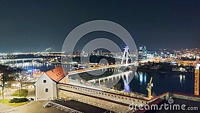 Bratislava, Slovakia - March 2023: Evening city view Editorial Stock Photo