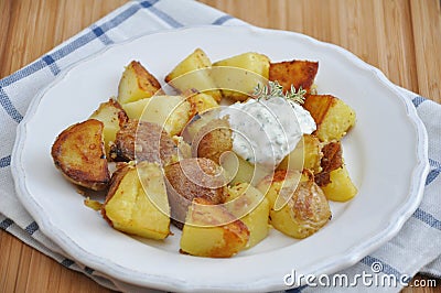Bratkartoffeln, German Roast Potatoes Stock Photo