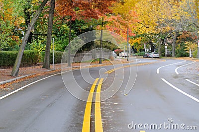 Brattle Street in the Fall Stock Photo