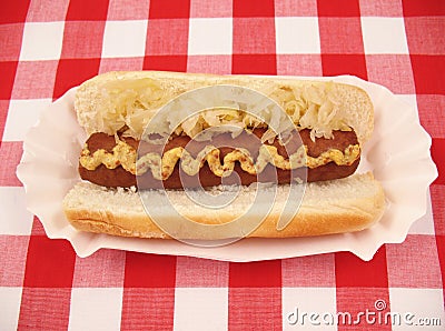 Bratwurst with Sauerkraut Stock Photo