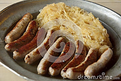 Bratwurst with sauerkraut Stock Photo