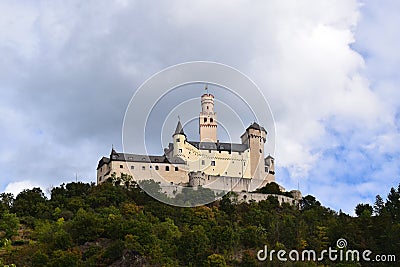 Braubach, Germany - 09 30 2021: Marksburg above Braubach in autumn Editorial Stock Photo