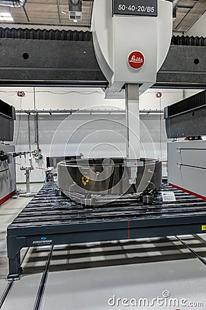 Braunschweig, Lower Saxona, Germany, August 8., 2018: Three-dimensional scanner with high accuracy for exact measurement of the Editorial Stock Photo