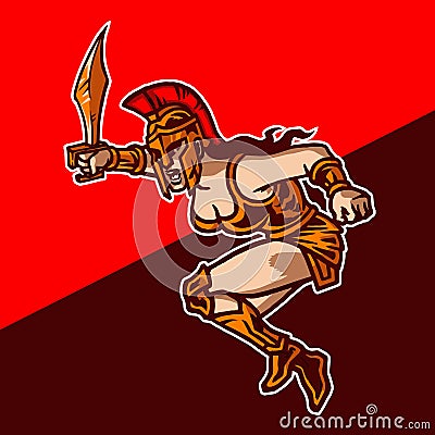 Brave Amazons Female Warrior Charge Enemy Esport Mascot Logo Vector Illustration