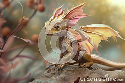Brave Baby dragon. Generate Ai Stock Photo