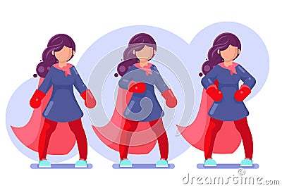 Brave heroine female powerful superhero beautiful action girl modern characters woman design vector illustration Vector Illustration