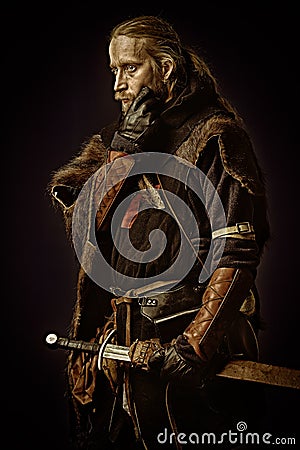 Brave medieval warrior Stock Photo