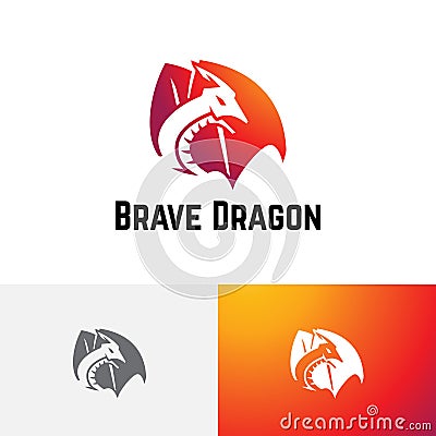 Brave Strong Dragon Wings Fly Technology Game Logo Vector Illustration