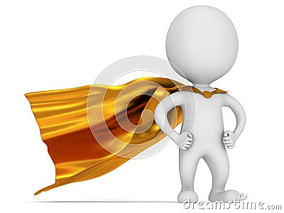 Brave superhero with gold cloak Stock Photo