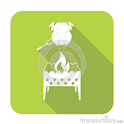 Brazier and chicken icon Vector Illustration