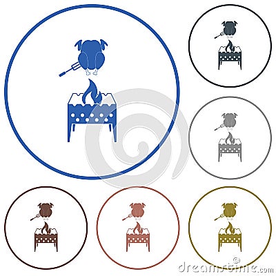 Brazier and chicken icon Vector Illustration