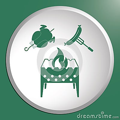 Brazier, chicken and sausage icon Vector Illustration