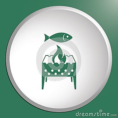 Brazier grill with fish icon Vector Illustration