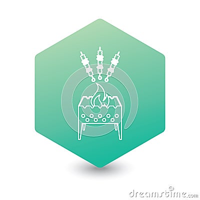 Brazier grill with kebab icon Vector Illustration