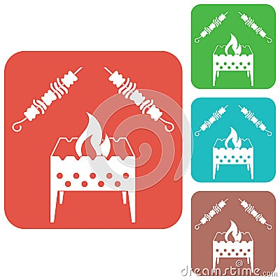 Brazier grill with kebab icon Vector Illustration