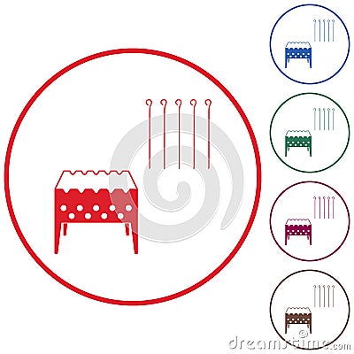 Brazier grill with skewers icon Vector Illustration