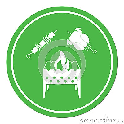 Brazier, kebab and chicken Vector Illustration