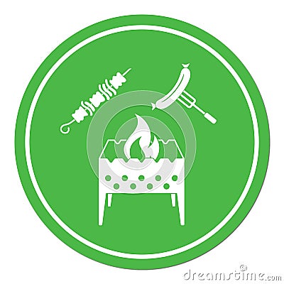 Brazier, kebab and sausage icon Vector Illustration