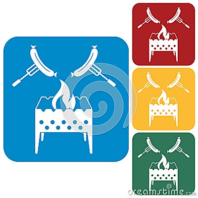 Brazier and sausage icon Vector Illustration