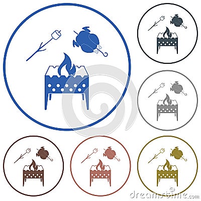 Brazier, zephyr and chicken icon Vector Illustration