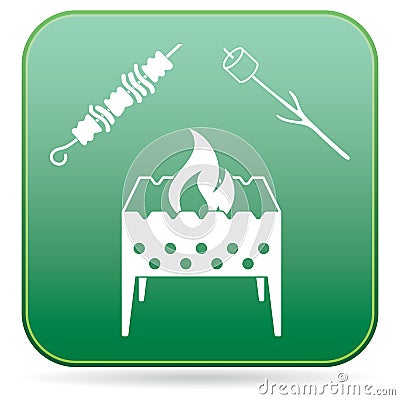 Brazier, zephyr and kebab icon Vector Illustration